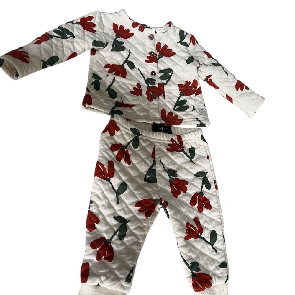 Floral Kids off white 7 for all mankind  Set - beige light orange and green